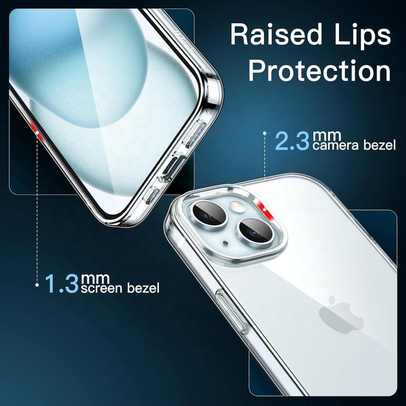 Big Camera Holes Shockproof 1.5mm High Clear TPU Mobile Phone Case For iPhone 15 14 13 12 11 Pro Max X XS XR 8 7 6