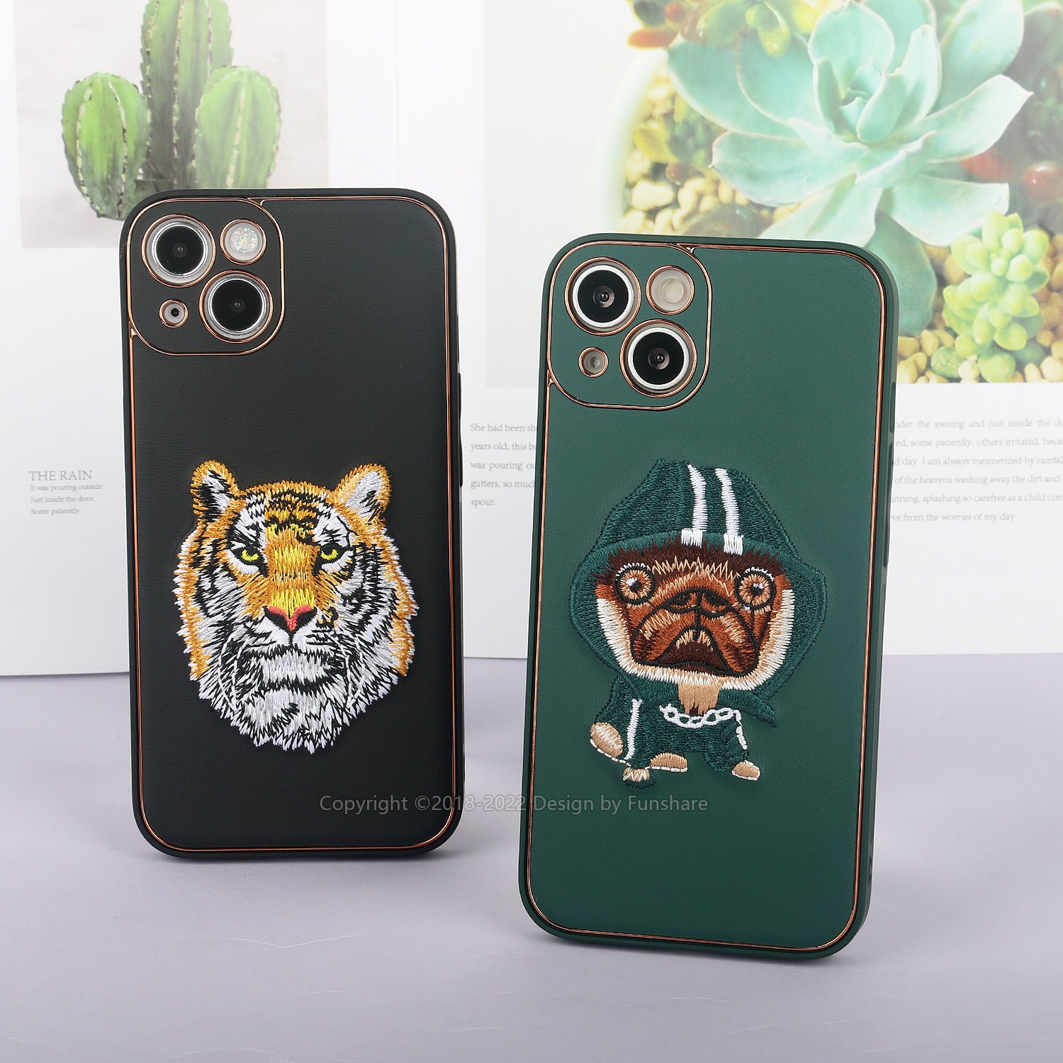 Customized embroidery desgin electroplated high quality leather mobile phone case for iPhone 13 iPhone 14 Plus iPhone 14 Pro