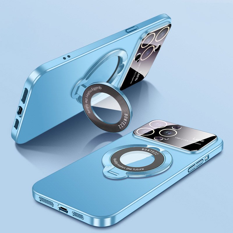 Luxury Magnetic Stand Mobile Phone Case For iPhone 11 12 13 14 15 Plus Pro Max With Bracket Lens Protection Matte PC Cover