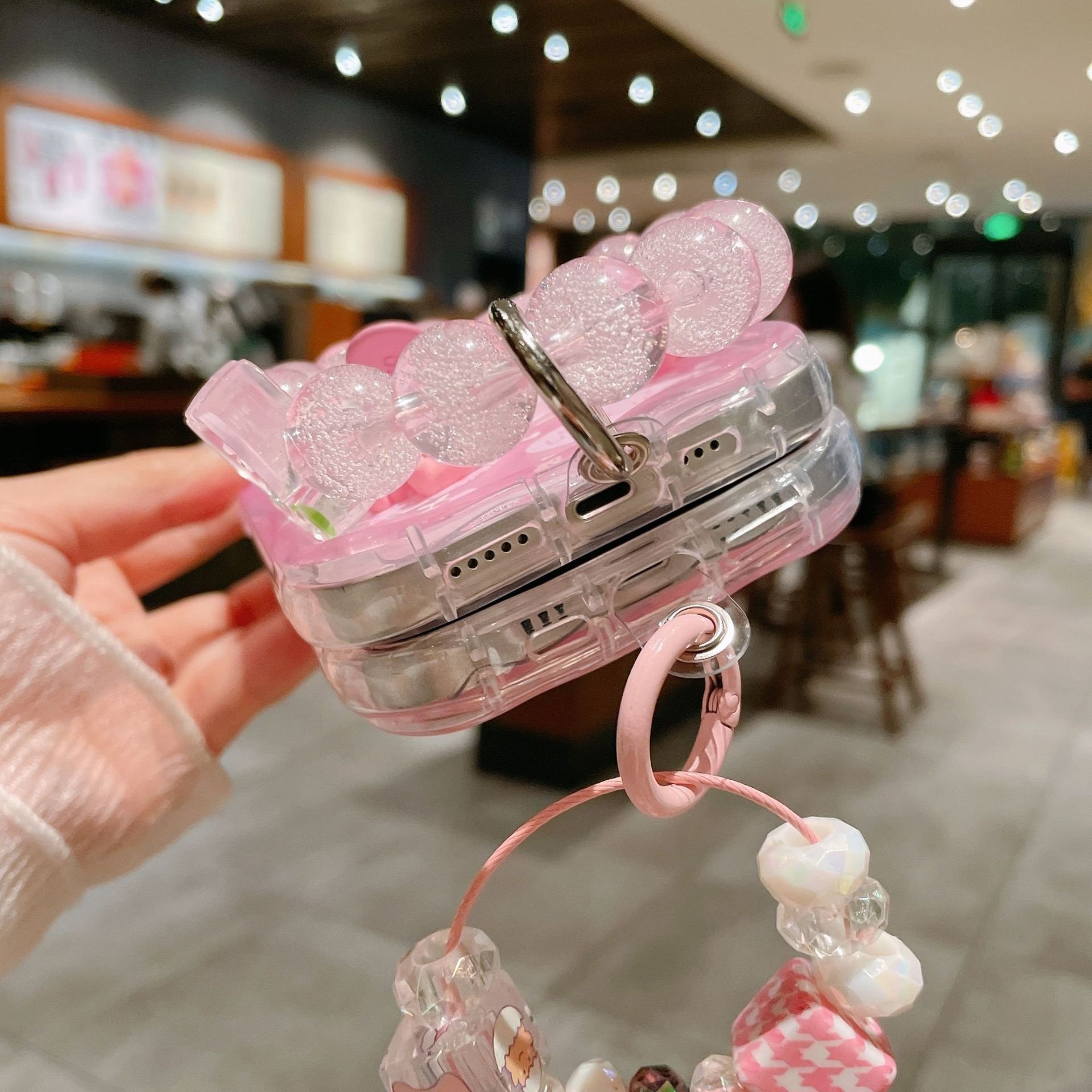For iPhone 15 13 14 12 Pro max Pink Hello Cute KT Cat Kitty Pendant Mobile Phone Case 3D Wave Cartoon Melody Protective Cover