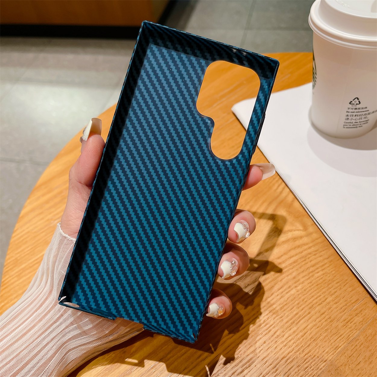 Ultra Thin Matte Pc Hard Shockproof Carbon Fiber Texture Pattern Mobile Phone Case For Samsung Galaxy S24 Ultra S23 S22 Note20