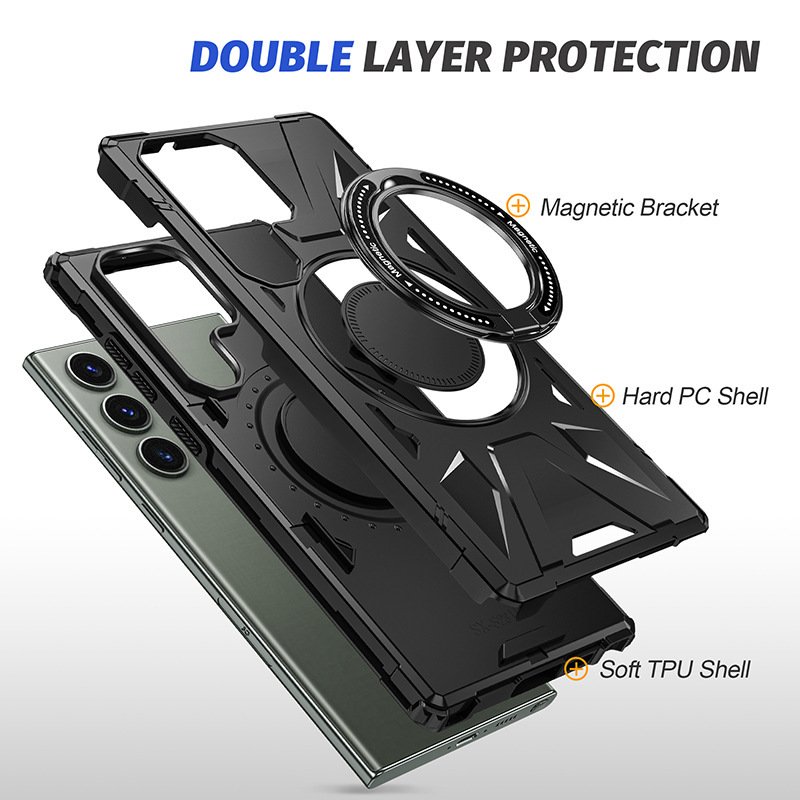 New Rotating Ring Holder Kickstand Magnetic Mobile Phone Case for Samsung Galaxy S24 S23 Ultra Plus Bracket Mobile Back Cover