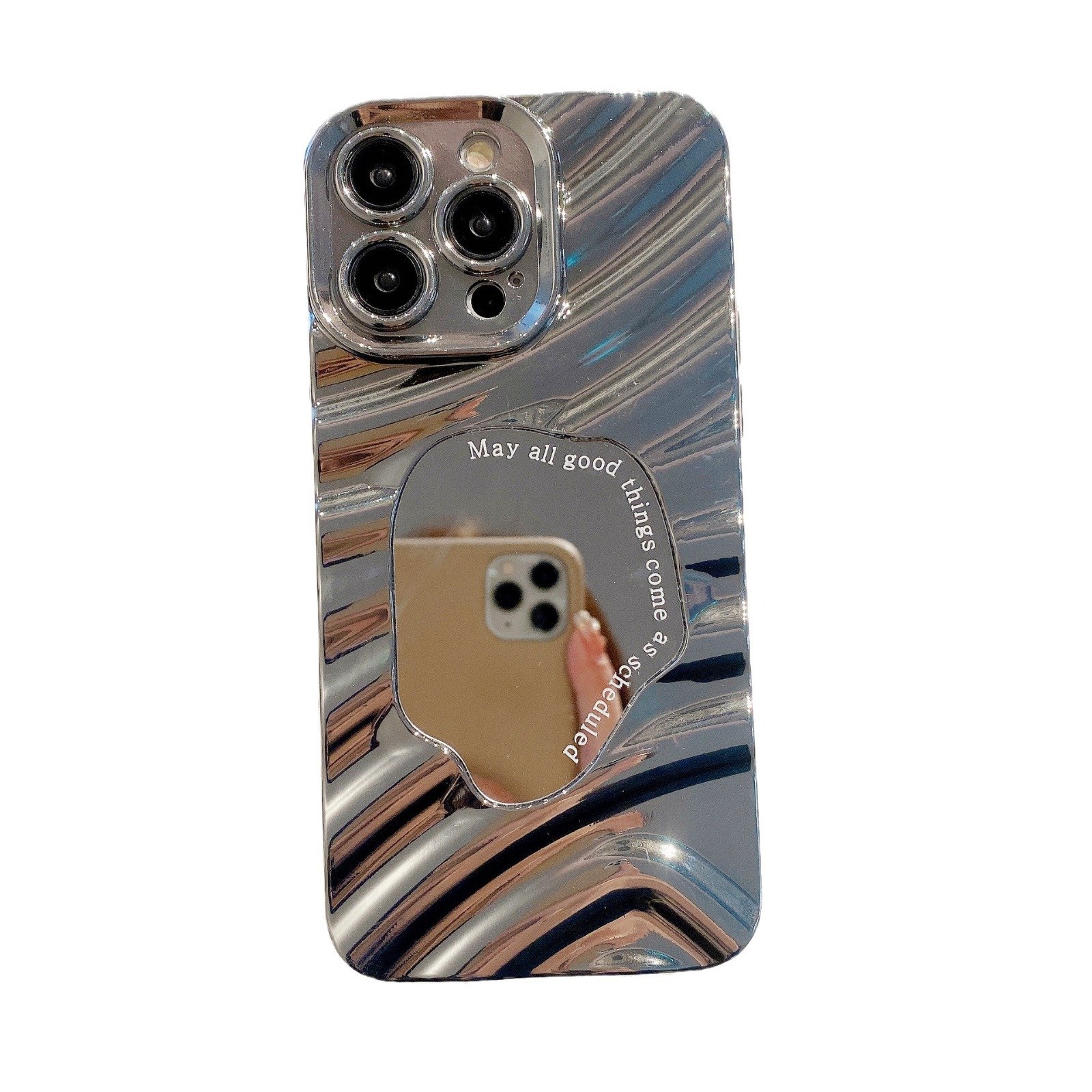 Trending luxury electroplated advanced wave mirror surface suitable for iPhone 15 phone case 13 14 soft shell protection