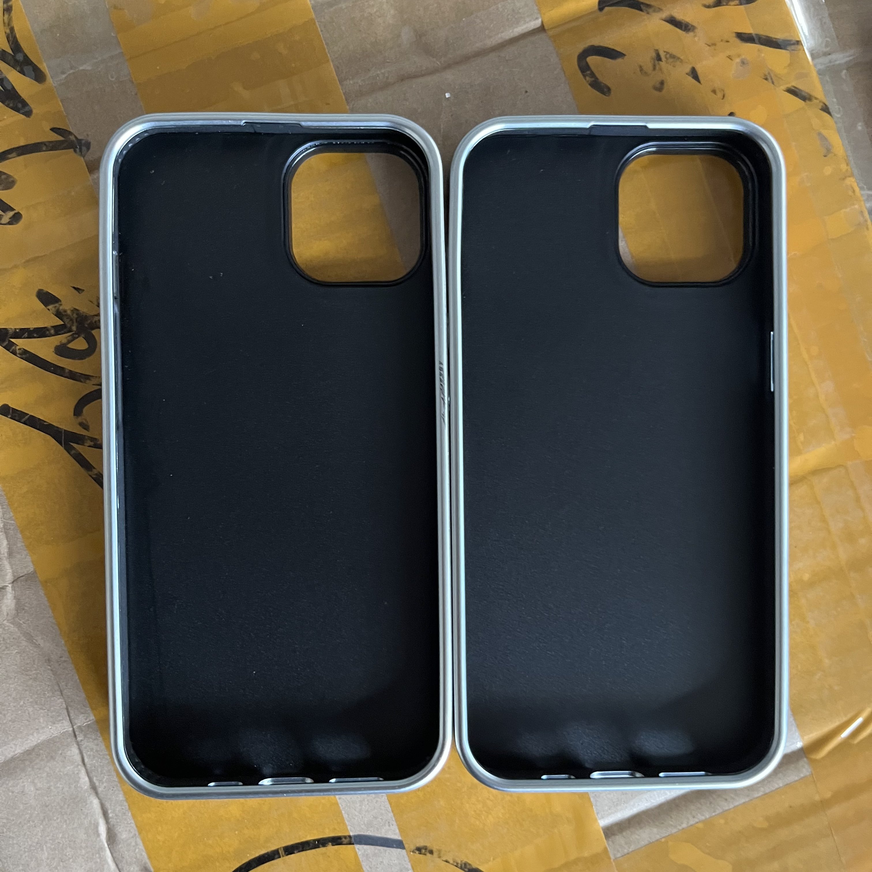 Popular plated silver fluted 2-in-1 case with silver mirror DIY print material mirror mobile phone cover for Iphone 14 15 promax
