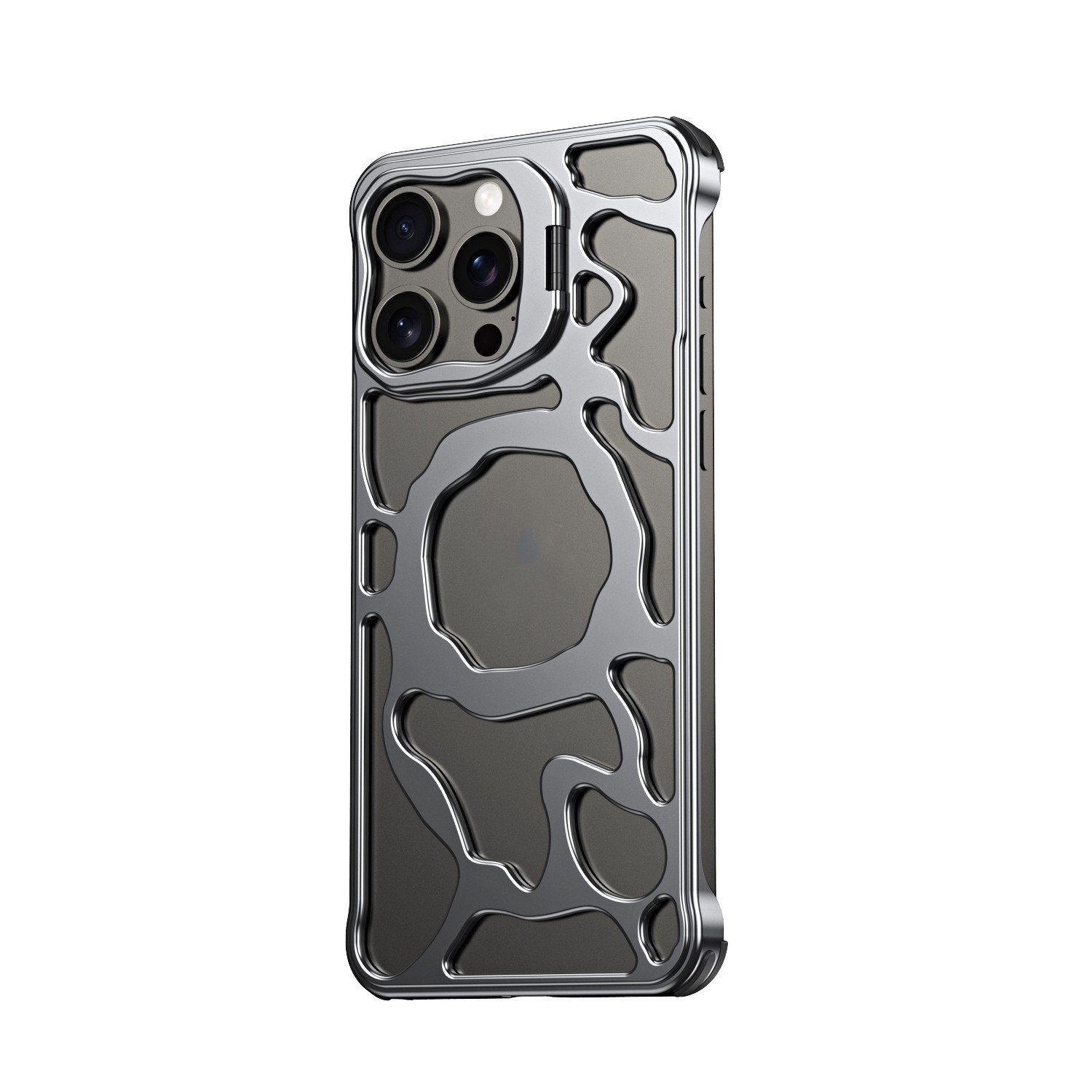 Titanium Metal Hollow Heat Dissipation Magnetic Phone Case For iPhone 13 14 15 Pro Max All Metal Lens Bracket Shockproof Cover