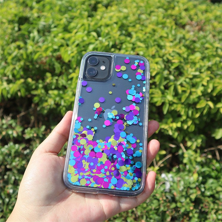 Floating liquid confetti case for iphone 13 14 pro max dots sequins liquid mobile phone case for iphone 14 pro max