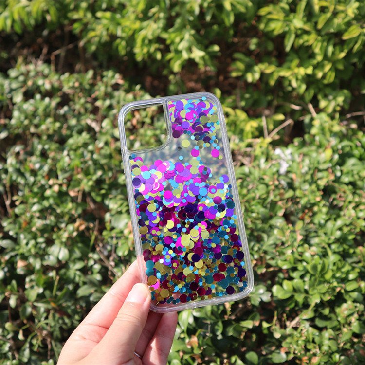 Floating liquid confetti case for iphone 13 14 pro max dots sequins liquid mobile phone case for iphone 14 pro max
