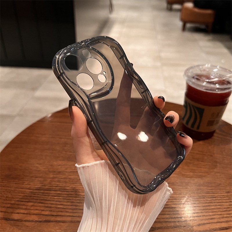 Transparent Curly Wave Phone Case Shockproof Bumper Soft Clear Back Cover For Iphone 13Pro Max 14 15