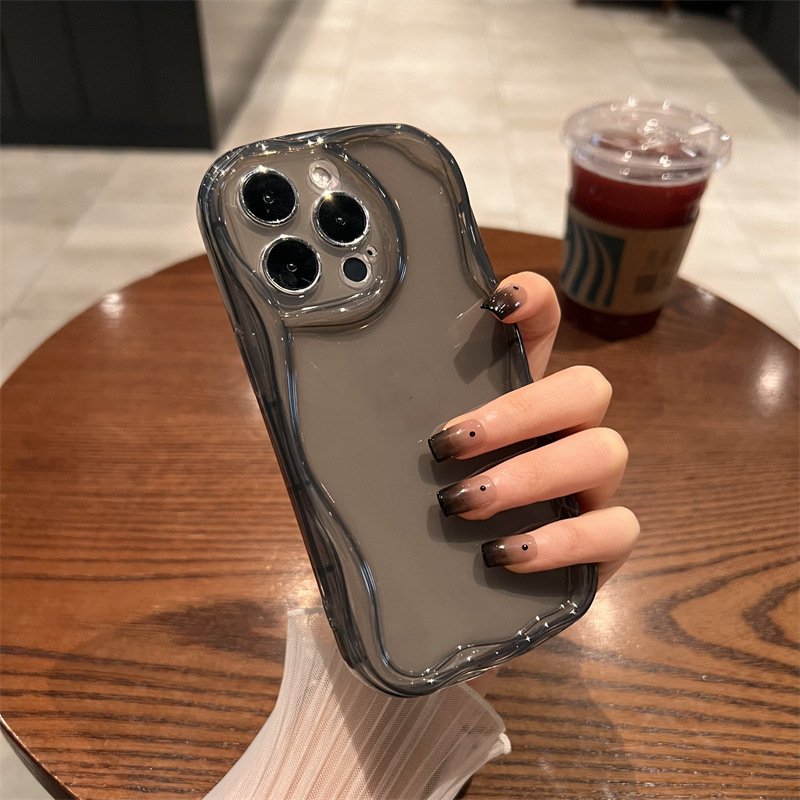 Transparent Curly Wave Phone Case Shockproof Bumper Soft Clear Back Cover For Iphone 13Pro Max 14 15