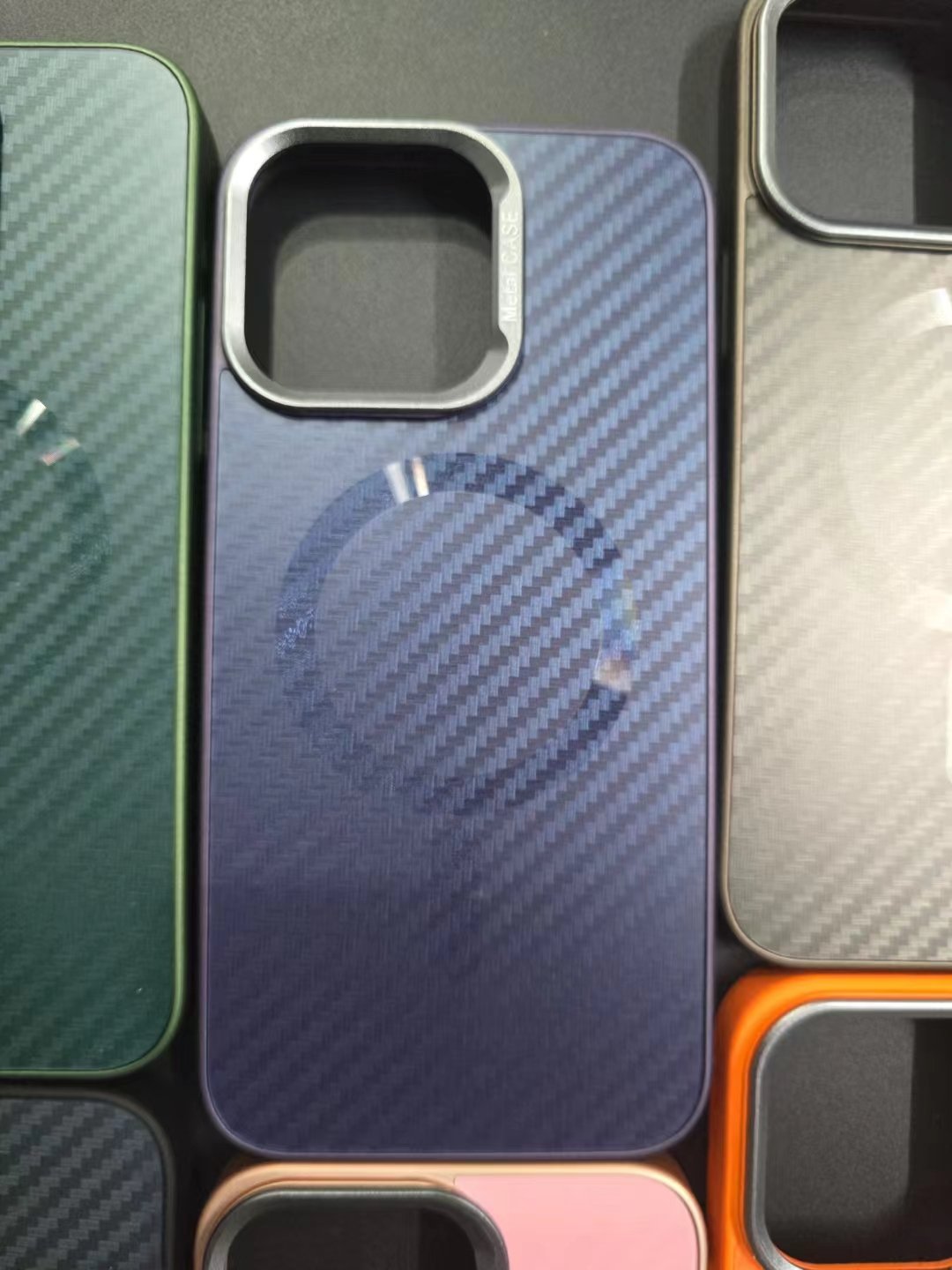 Shockproof TPU Acrylic Magnet Funda For iPhone 13 14 15 16 Pro Max 5G Business Carbon Fiber PC Cover Accessory Mobile Phone Case