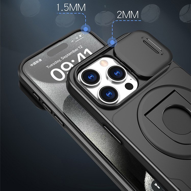 2024 Factory Wholesale For Iphone15promax 14pro Mobile Phone Case Magnetic Sliding Window Ring Rotary Bracket