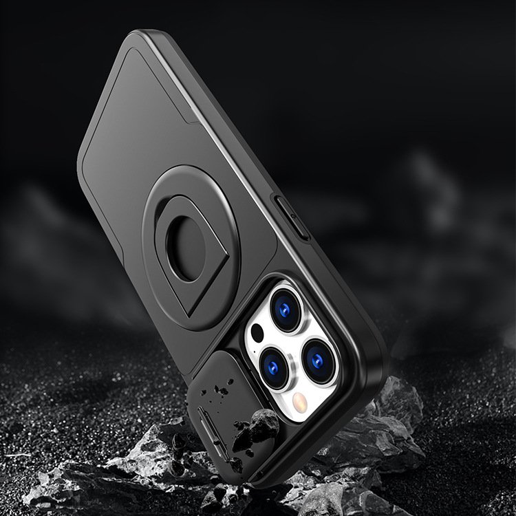2024 Factory Wholesale For Iphone15promax 14pro Mobile Phone Case Magnetic Sliding Window Ring Rotary Bracket