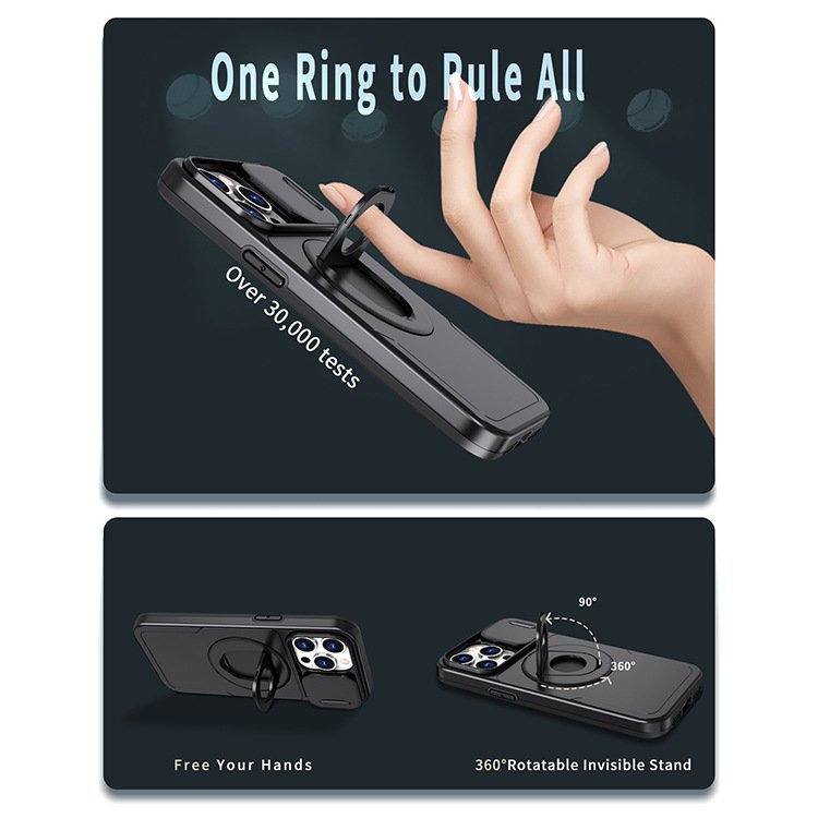 2024 Factory Wholesale For Iphone15promax 14pro Mobile Phone Case Magnetic Sliding Window Ring Rotary Bracket
