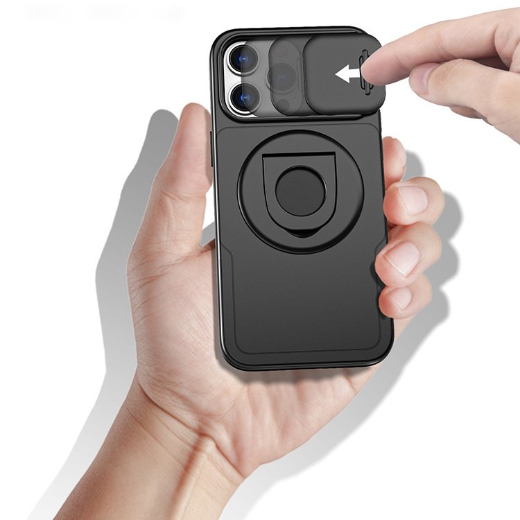 2024 Factory Wholesale For Iphone15promax 14pro Mobile Phone Case Magnetic Sliding Window Ring Rotary Bracket