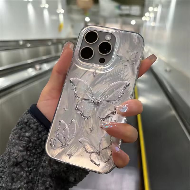 Luxury Butterfly Design PC+TPU Phone Case For iPhone 15 14 Pro Max Cell Phone Accessories Mobile Phone Case
