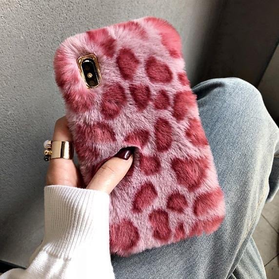 Mobile Phone Cases For iPhone 12 13 14 15 Promax Girl Autumn Winter Plush Warm Hands Personality Leopard Print Phone Accessories