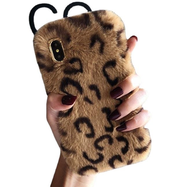Mobile Phone Cases For iPhone 12 13 14 15 Promax Girl Autumn Winter Plush Warm Hands Personality Leopard Print Phone Accessories