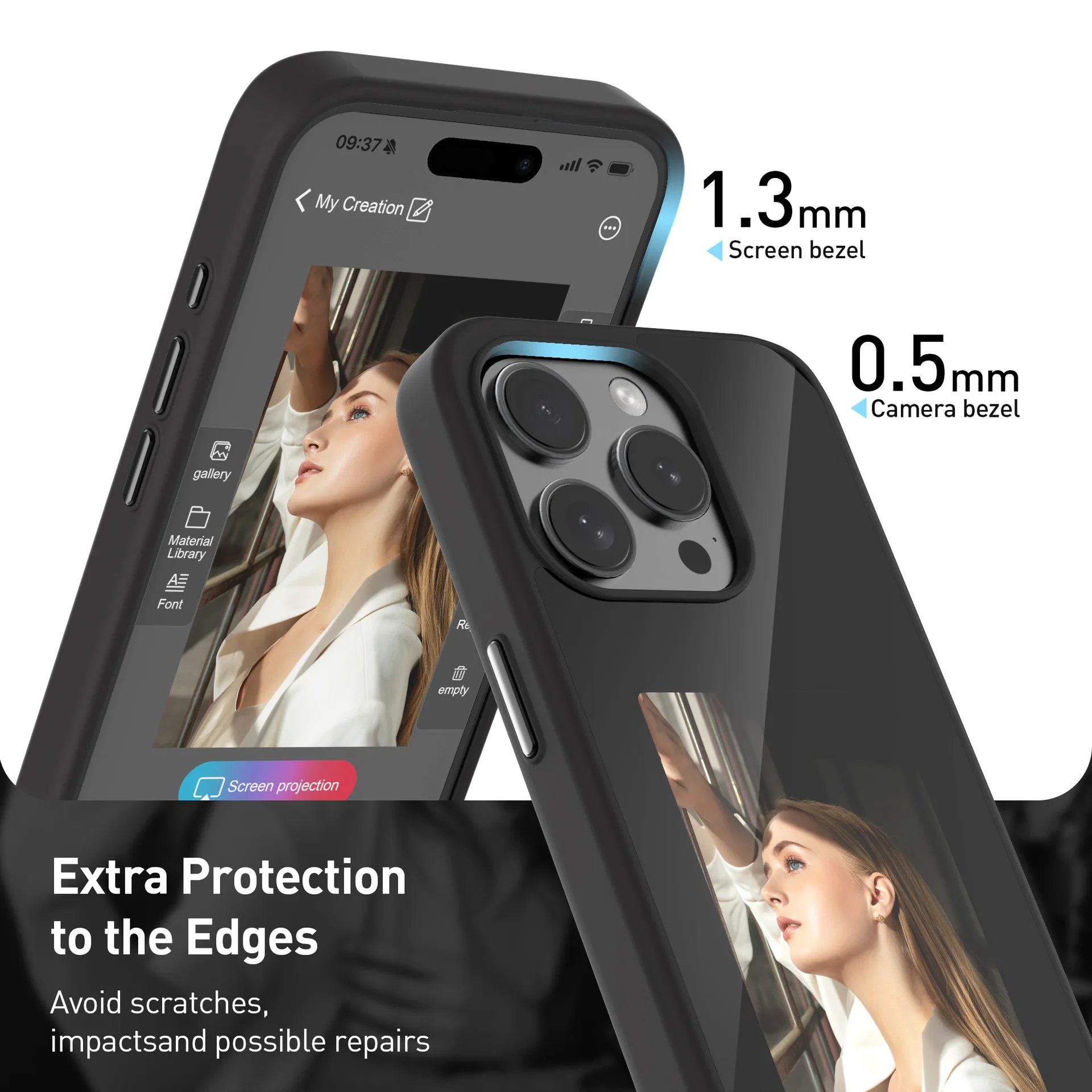 Trend 2024 New Shockproof Mobile Cover Wireless Transmission DIY E-Ink Screen NFC Smart Phone Case for Iphones 15 Pro Max Cases