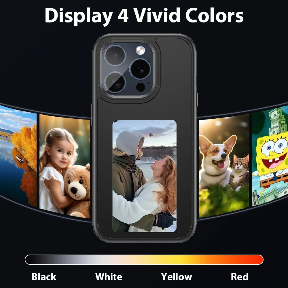 Trend 2024 New Shockproof Mobile Cover Wireless Transmission DIY E-Ink Screen NFC Smart Phone Case for Iphones 15 Pro Max Cases