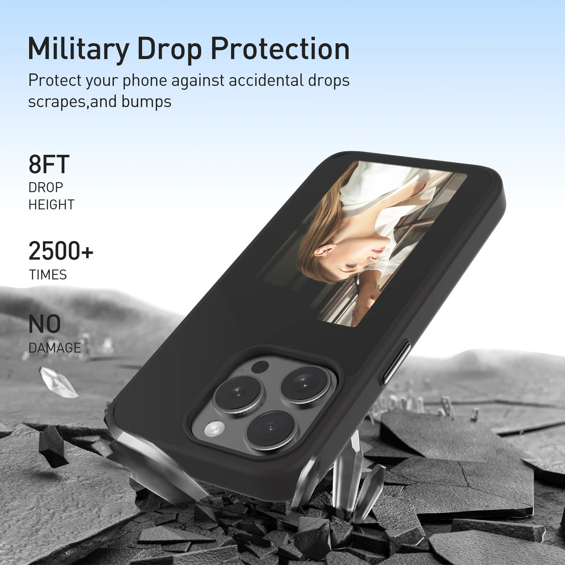 Trend 2024 New Shockproof Mobile Cover Wireless Transmission DIY E-Ink Screen NFC Smart Phone Case for Iphones 15 Pro Max Cases
