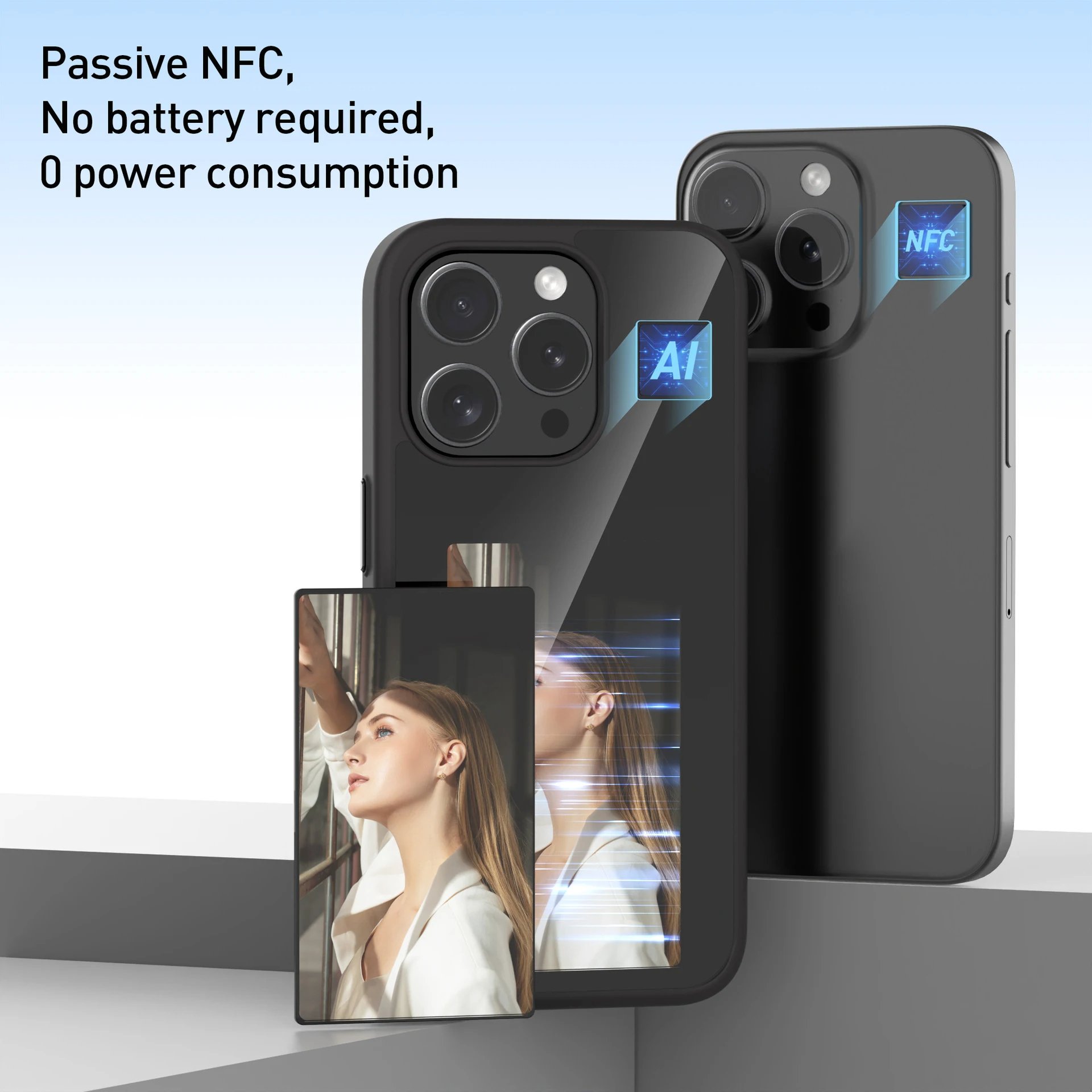 Trend 2024 New Shockproof Mobile Cover Wireless Transmission DIY E-Ink Screen NFC Smart Phone Case for Iphones 15 Pro Max Cases