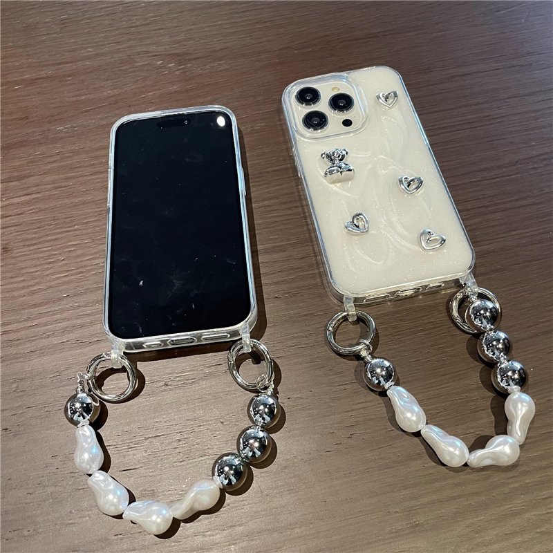 Korean Cute Epoxy Glitter Love Heart Pendant Case For iPhone 14 13 12 11 Pro XS Max X XR Kawaii Heart Lens Protective Soft Cover