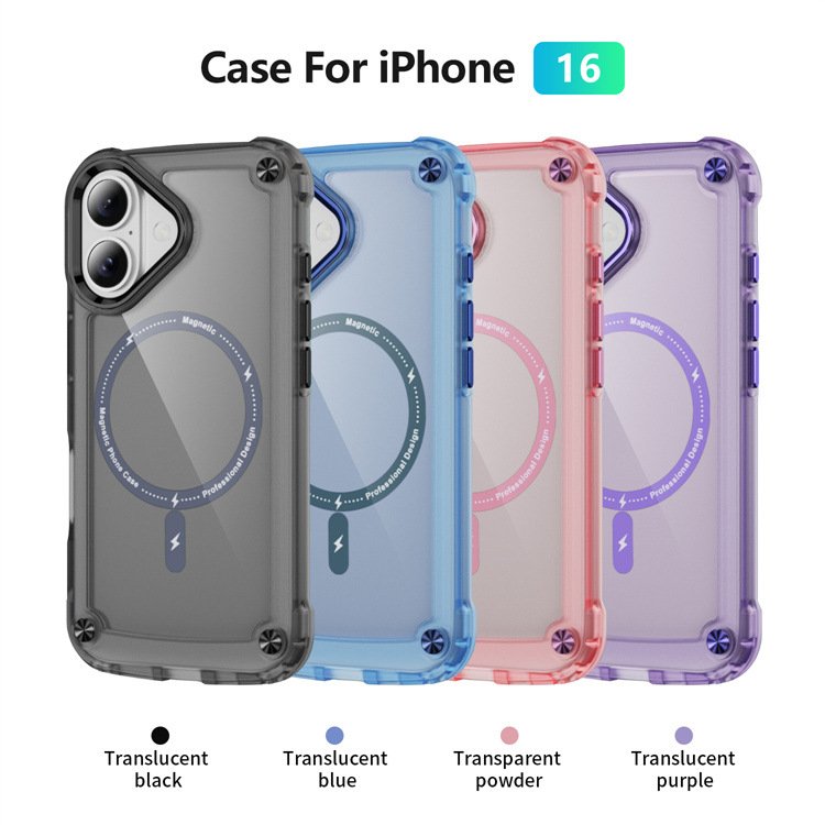 New Anti Fall Magnetic Acrylic Mobile Phone Case For iPhone 16 15 14 13 12 11 Pro max Frosted armor Shockproof Back Cover