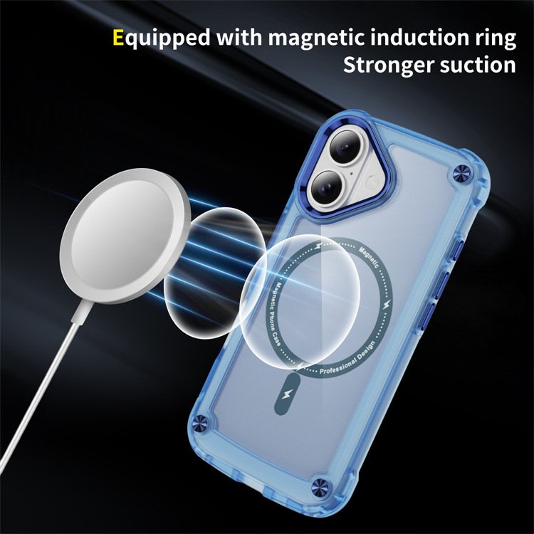 New Anti Fall Magnetic Acrylic Mobile Phone Case For iPhone 16 15 14 13 12 11 Pro max Frosted armor Shockproof Back Cover