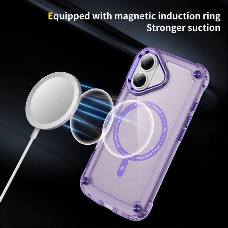 New Anti Fall Magnetic Acrylic Mobile Phone Case For iPhone 16 15 14 13 12 11 Pro max Frosted armor Shockproof Back Cover