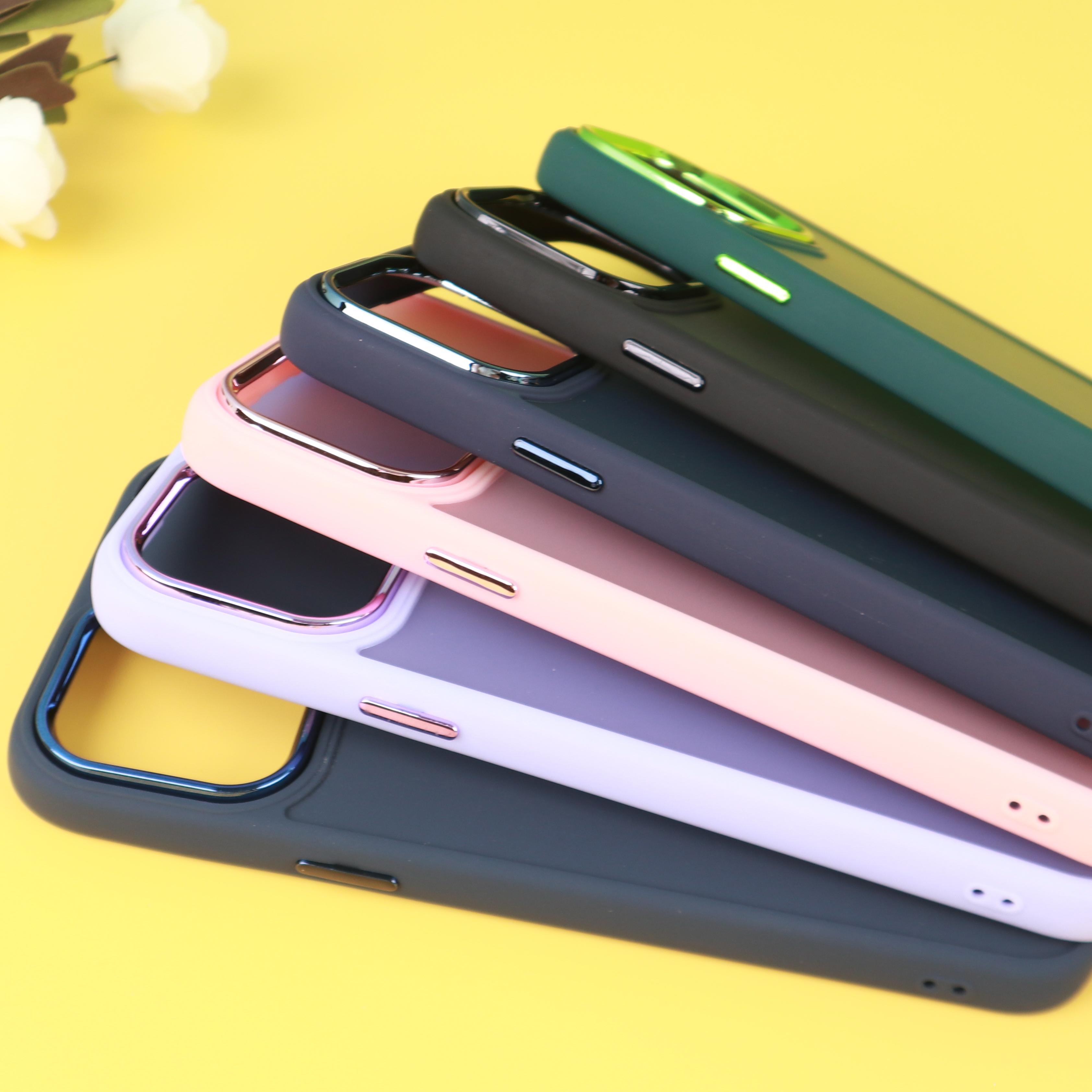 Translucent Smoked Hard PC Mobile Phone Back Cover Camera Plating Protection Matte Frosted Phone Case For iPhone 15 14 13 ProMax