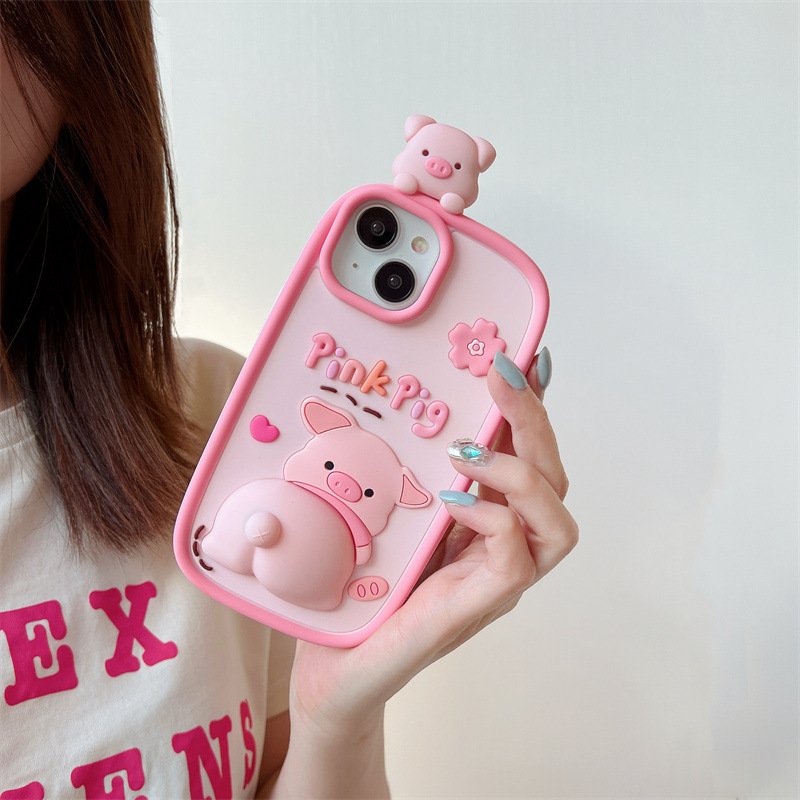 3D Silicone Cute Cartoon Bear Mobile Phone Case Cover For iPhone 15 Pro Max 14 13 12 Custom Design