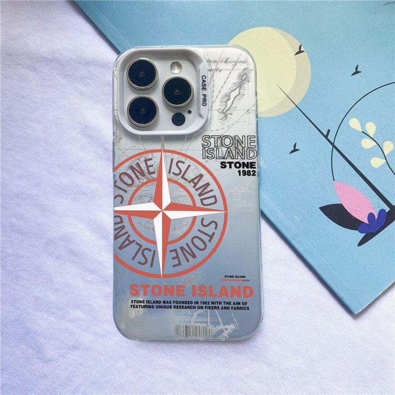 Stone Island PC label color silver IMD wholesale mobile phone case for iphone11 12 13 14 15pro/max