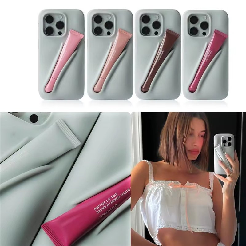 new custom lip balm rhode lip gloss phone case for iphone 15 14 13 pro max,for iphone 15 phone case lip gloss holder