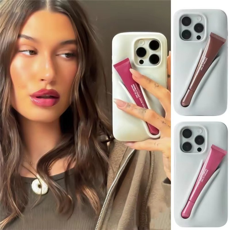 new custom lip balm rhode lip gloss phone case for iphone 15 14 13 pro max,for iphone 15 phone case lip gloss holder