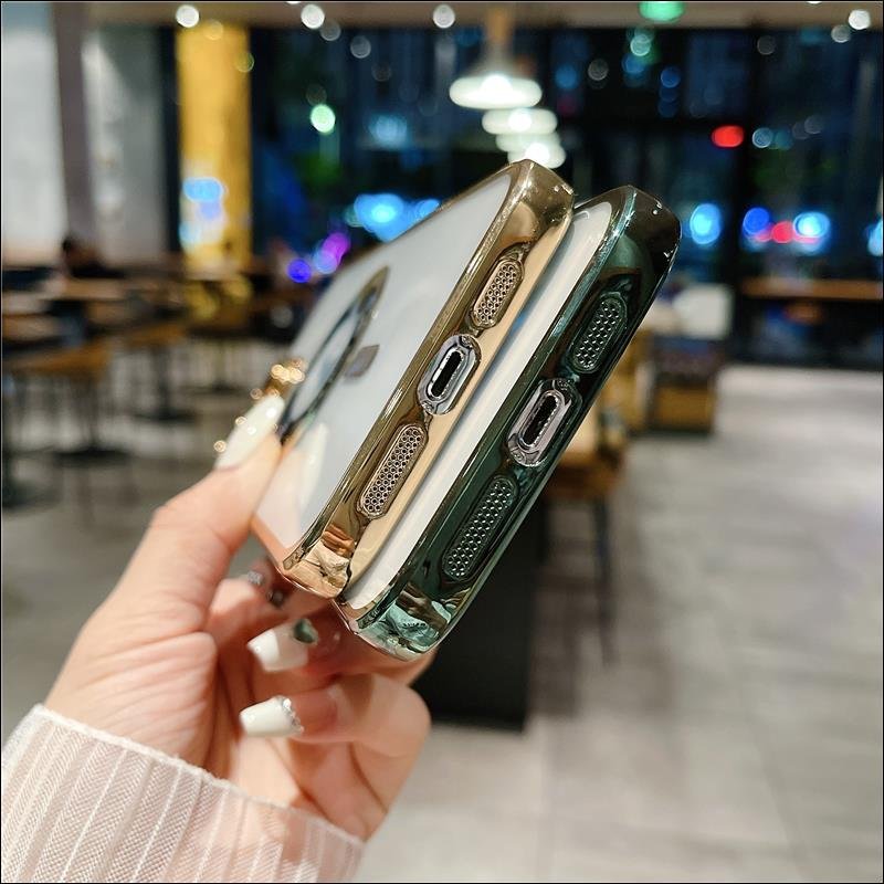 Clear Soft TPU magnetic mobile phone cases For iPhone 14 15 pro max 11 12 13 pro max 14 15 plus Plating case with cam lens glass