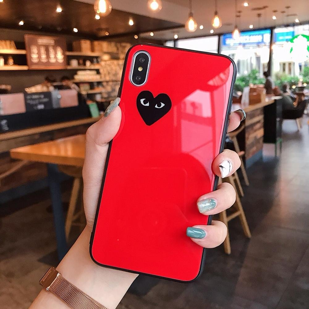 New design Love Heart Tempered Glass Phone Case For iPhone XR 11 12 13 14 15 16 Pro Max