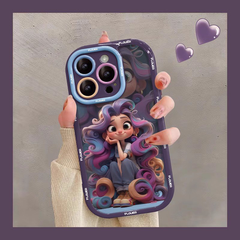 New Fashion Cute girls Sweet Princess Phone Case For iPhone15 16 Pro Max 14 13 12 Cartoon Silicone Shockproof Protection Cover