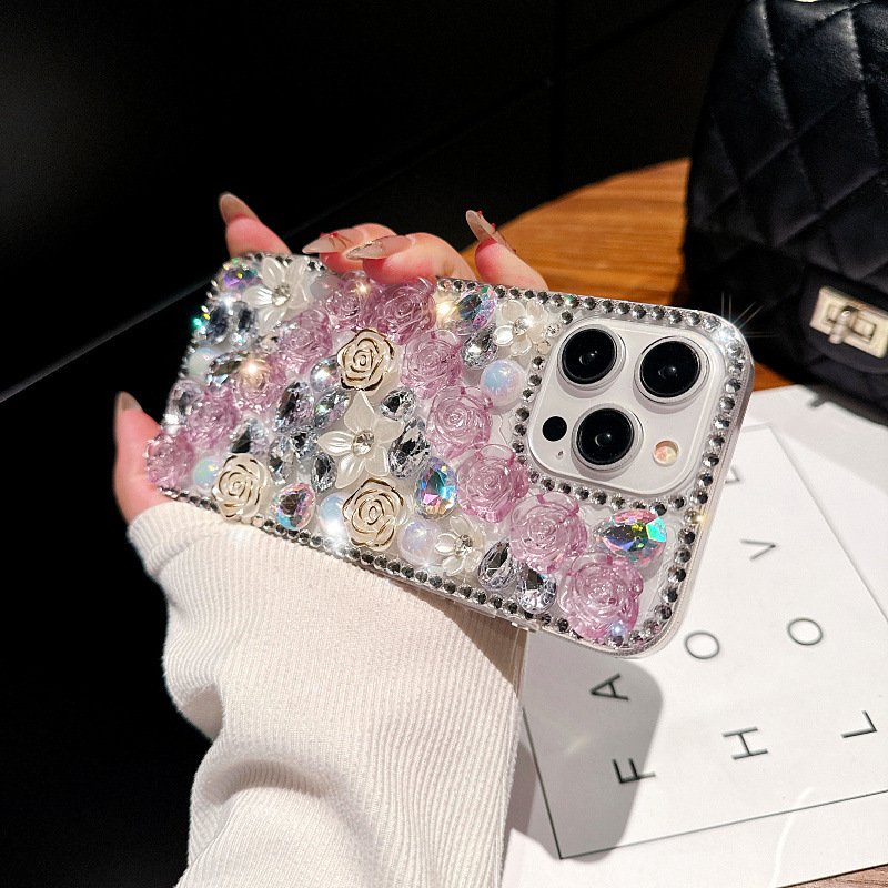 Luxury Pink Diamond Covered Mobile Phone Case for iPhone 11 12 13 14 15