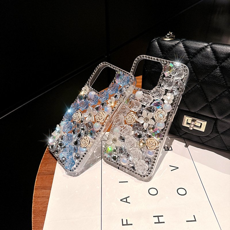 Luxury Pink Diamond Covered Mobile Phone Case for iPhone 11 12 13 14 15