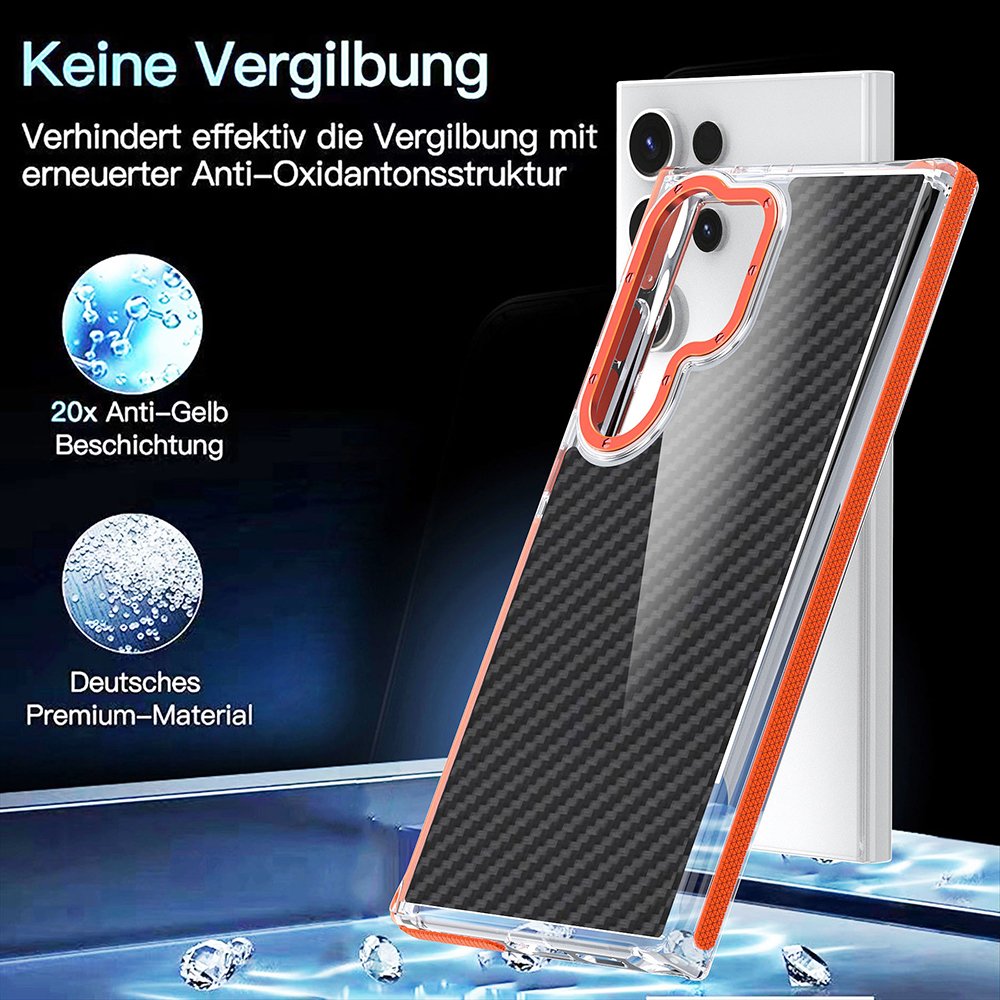 for Samsung Galaxy 24 Ultra Carbon Fiber Pattern Camera & Screen Protective TPU PC Scratch-proof Mobile Phone Case