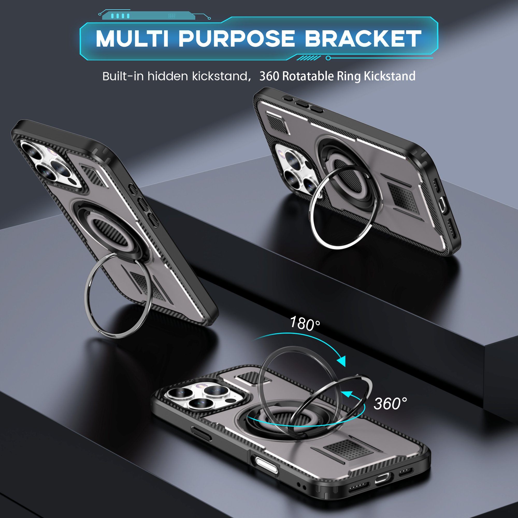2024 Shockproof Armor Mobile Phone Case For Apple Iphones 16 15 14 13 12 Pro Max 11 Protective Cover With Stand Bracket