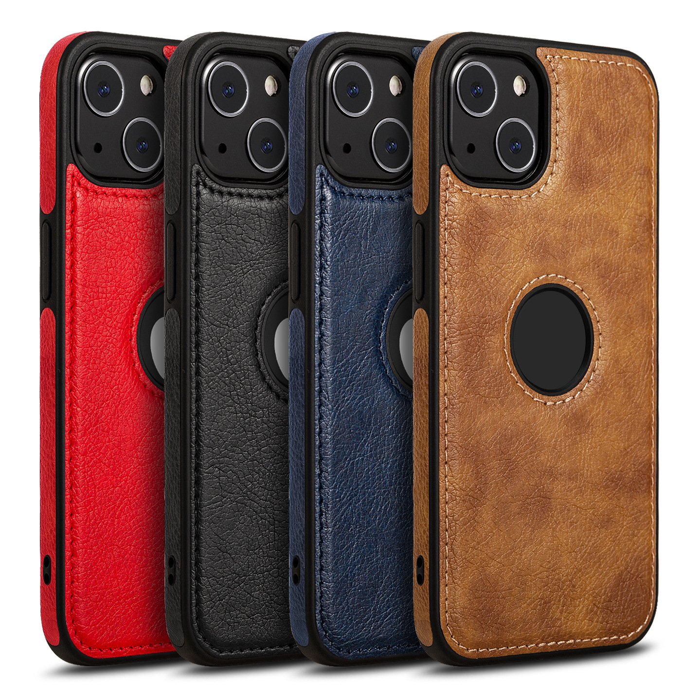 Men Leather Phone Case for iPhone 15 14 13 12 Pro Max Luxury Leather Logo Hole Case for iPhone Shell Cover for iPhone 16 Leather