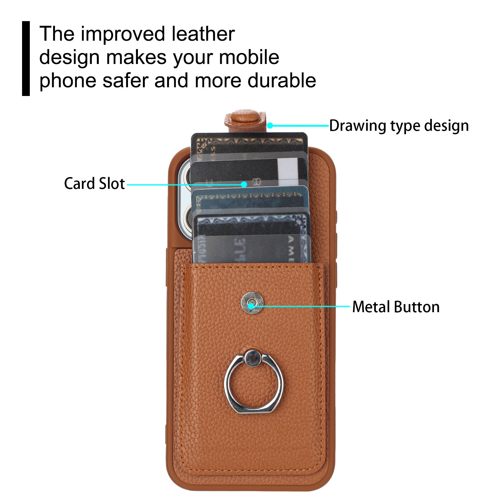 Lichee pattern PU leather phone case for iPhone 16 15 14 13 12 luxury wallet phone case with card holder for samsung for xiapmi