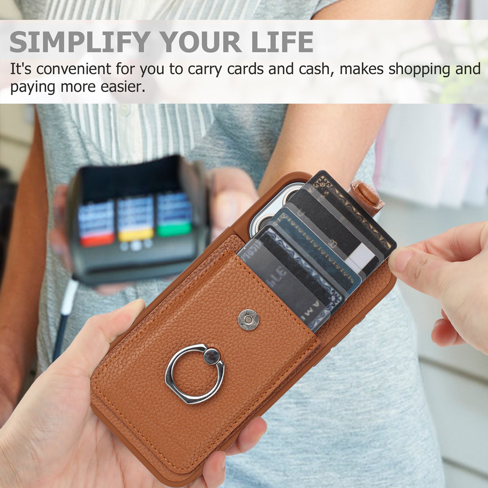 Lichee pattern PU leather phone case for iPhone 16 15 14 13 12 luxury wallet phone case with card holder for samsung for xiapmi