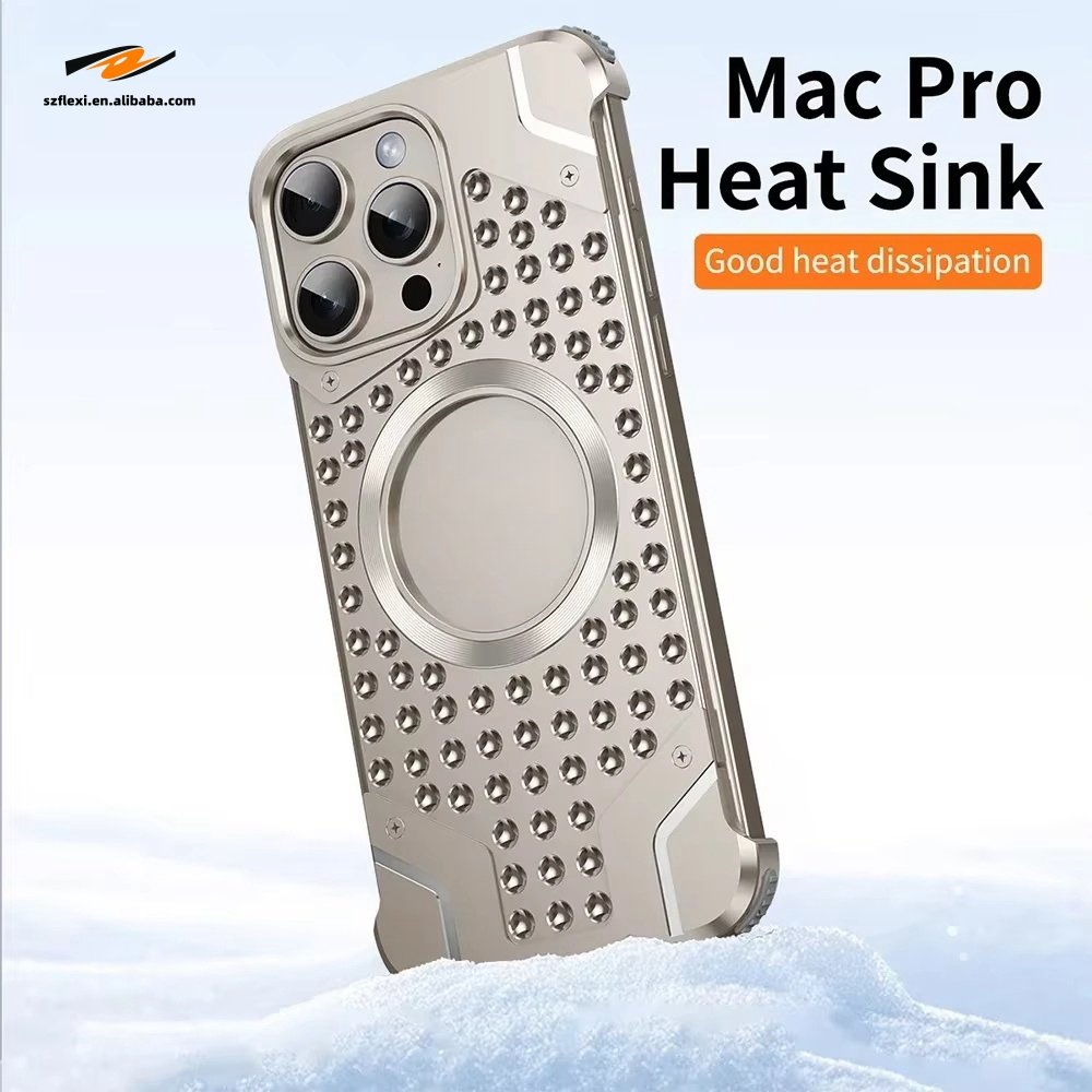 Titanium Alloy Rimless Case For iPhone 16 Pro Max Plus For Samsung S24 Ultra Strong Magnetic Heat Dissipation Metal Cases