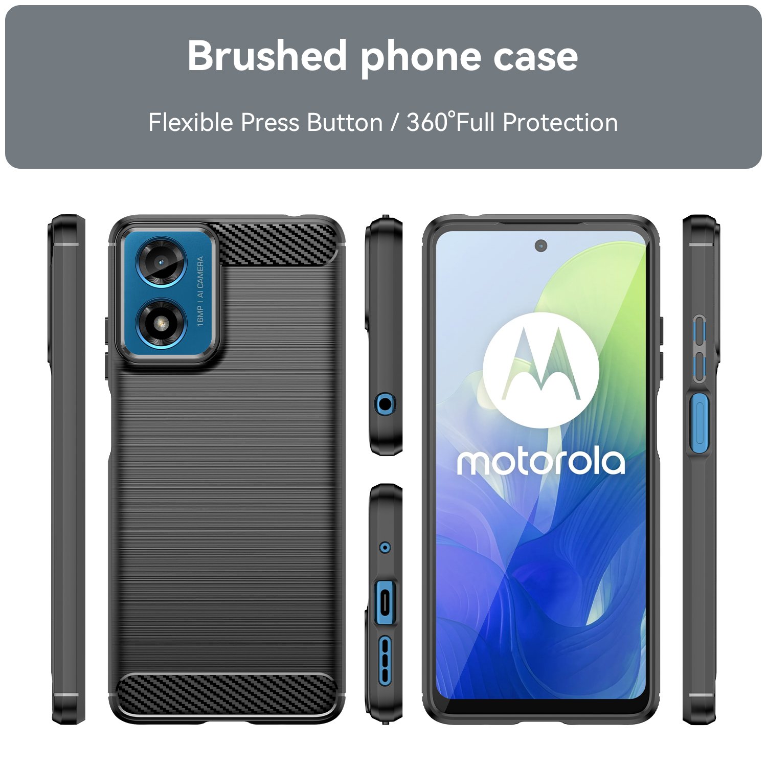 Carbon Fiber Rugged Shockproof Soft TPU Back Cover For Motorola Moto G85 G24 G34 G04 Moto G Power 5G 2024 Mobile Phone Case