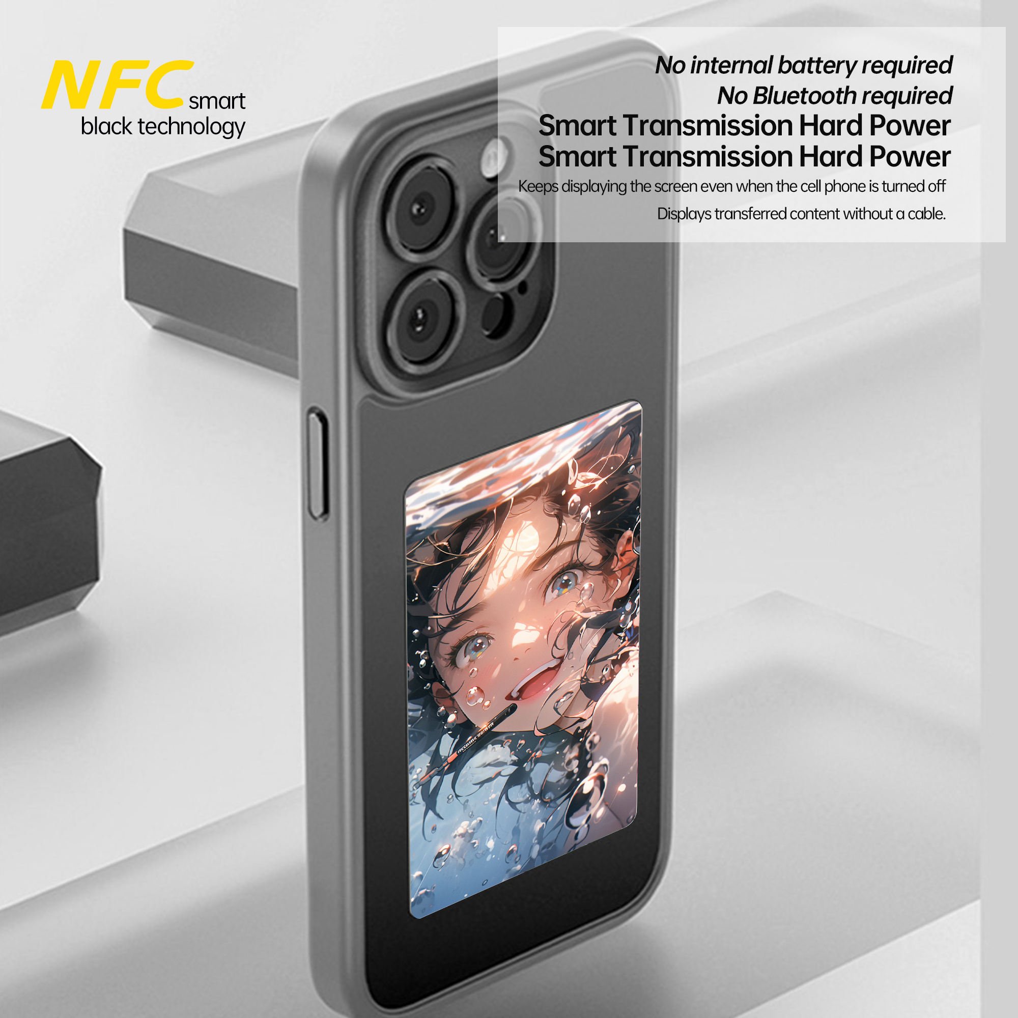 Ai phone case smart E-ink phone case screen Display shockproof ai mobile phone case accessories for ip 13 14 15 Pro max DIY