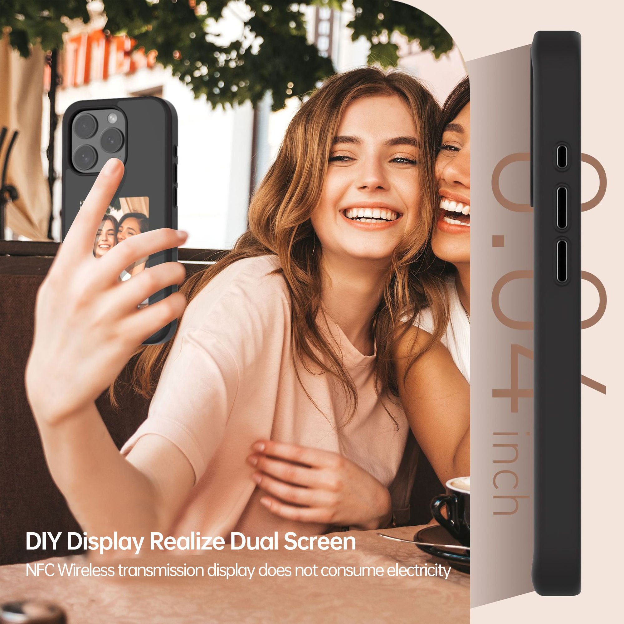Ai phone case smart E-ink phone case screen Display shockproof ai mobile phone case accessories for ip 13 14 15 Pro max DIY