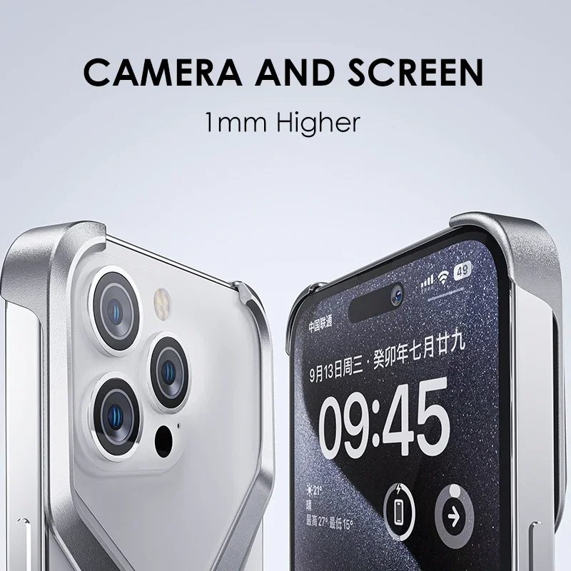 Premium Heat Dissipation Aluminum Frameless Mobile Phone Case For iPhone 16 Pro Max Bezel Less Metal Slim Anti-Fall Cover