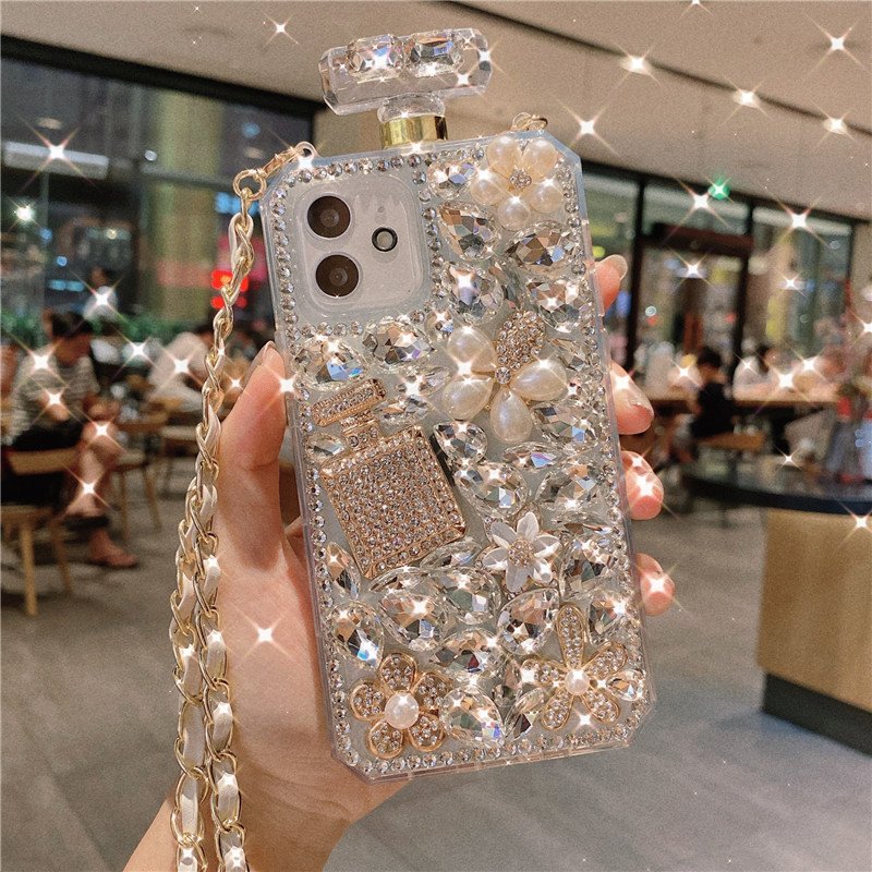 Jmax Luxury Bling Diamond Perfume Bottle Crossbody Lanyard Mobile Phone Case For iPhone 11 12 13 14 15 X XR XS Pro Max